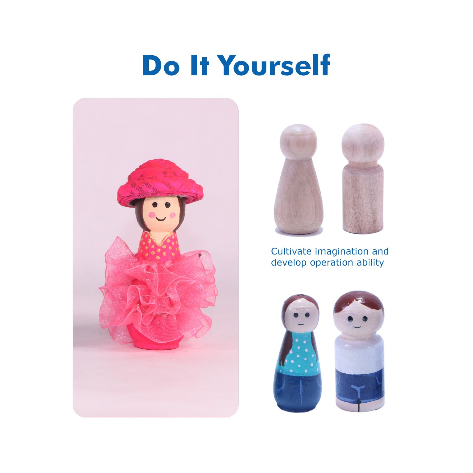 10PCS Wooden Peg Dolls Unfinished People Tiny Doll Body DIY Crafts