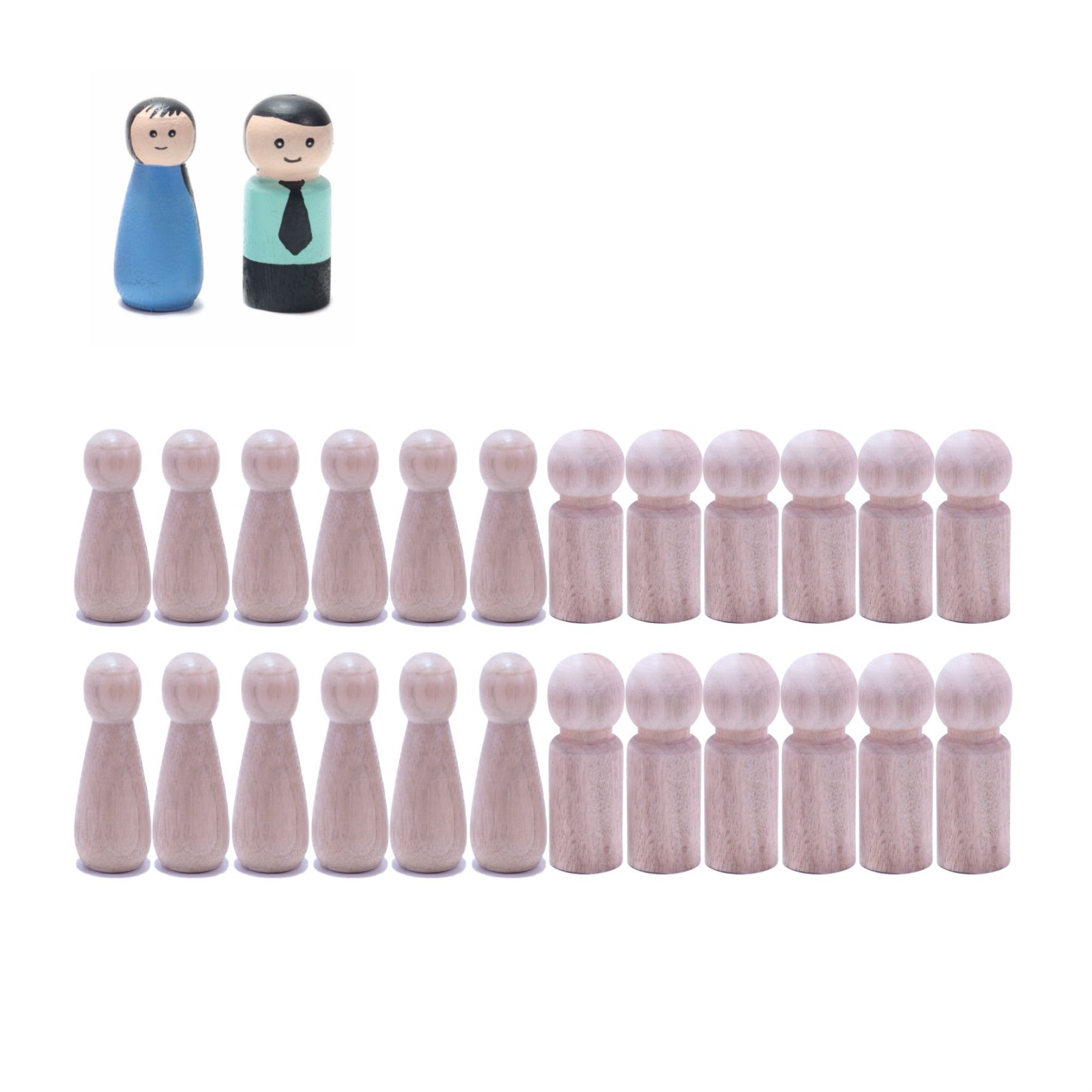 Wooden Peg Doll Unfinished Wooden People Plain Blank Bodies Angel Dolls for DIY Craft Pack of 20, Brown